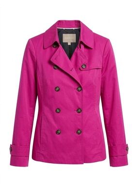 Banana Republic Pink Short Trench Jacket Double Breasted Blazer Coat Size S EUC
